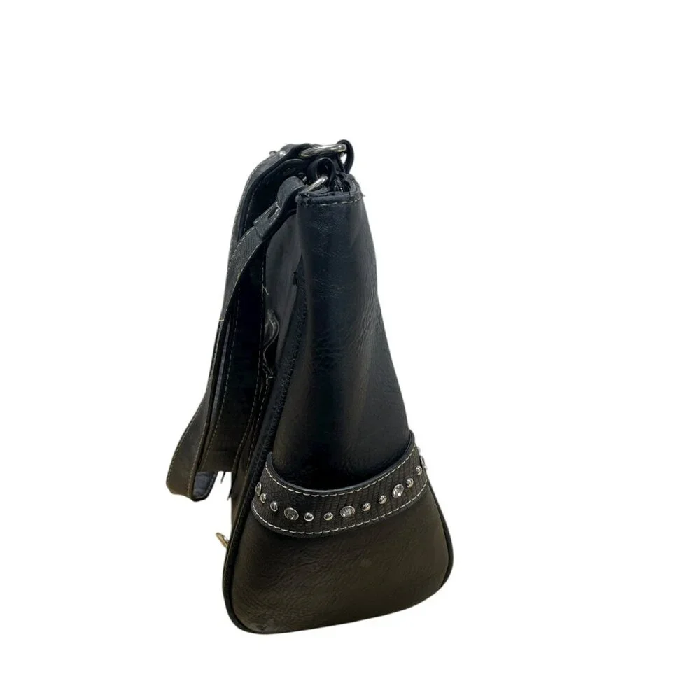 P‎ & G Women's Black Embroidered Studded Tote Bag Conceal Carry